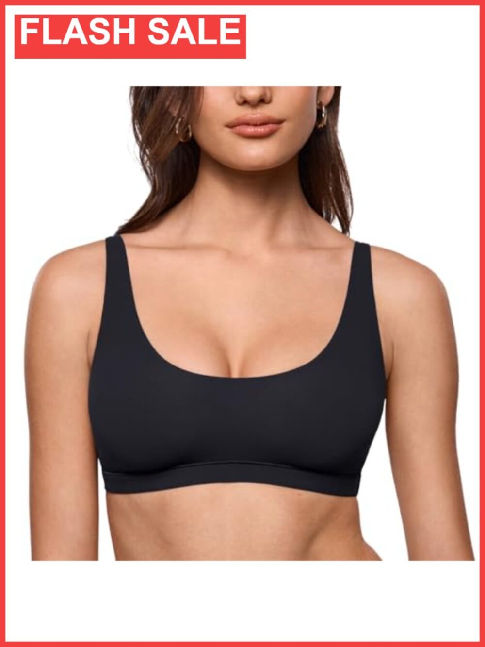 Soft Scoop Neck Bralette Spaghetti Strap Unlined Sleep Bra